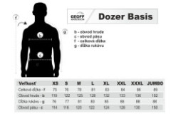 Geoff Anderson Dozer Basis veľkostná tabuľka Geoff Anderson Dozer Basis veľkostná tabuľka